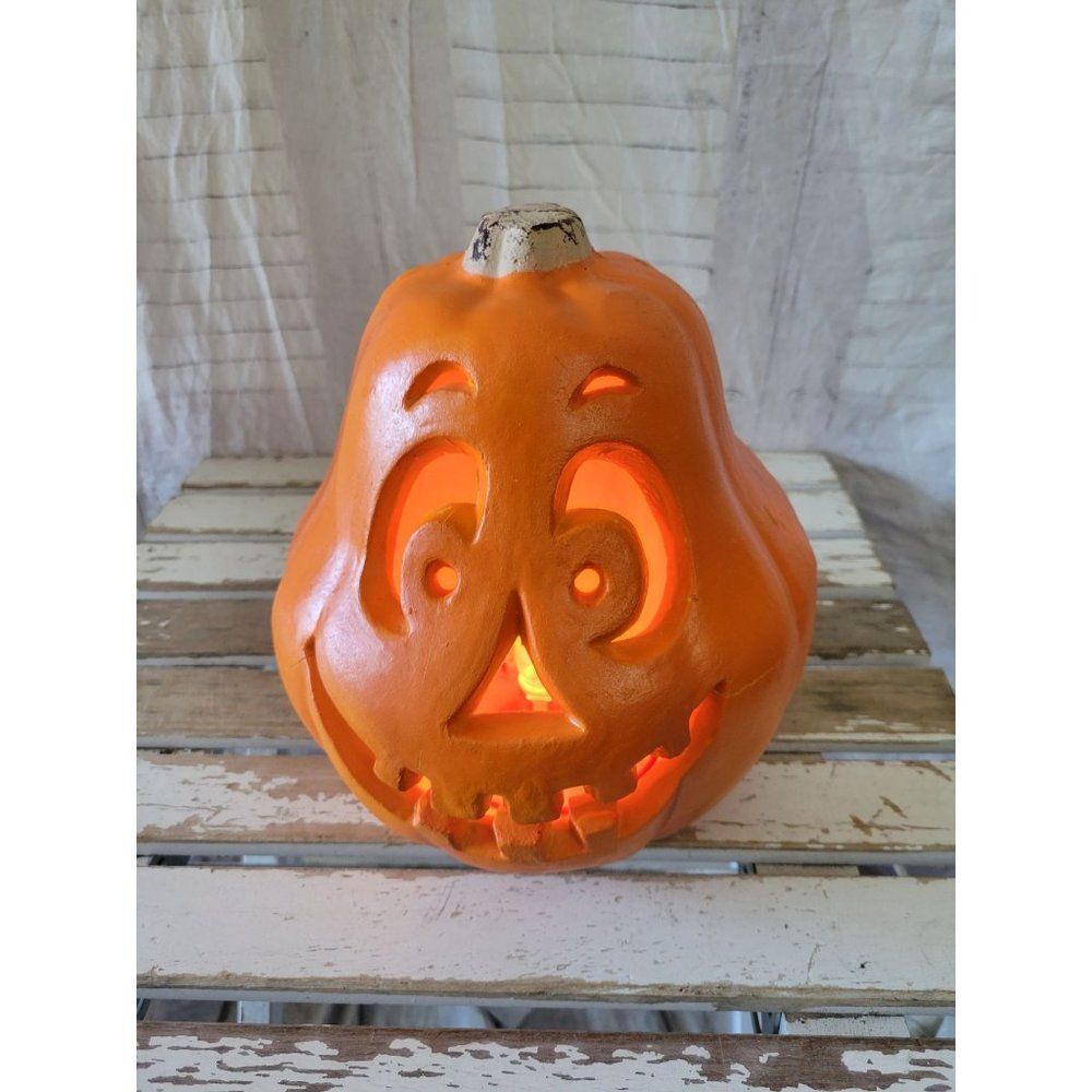 Paper magic smiling pumpkin jack-o'-lantern light up Halloween home decor vintag